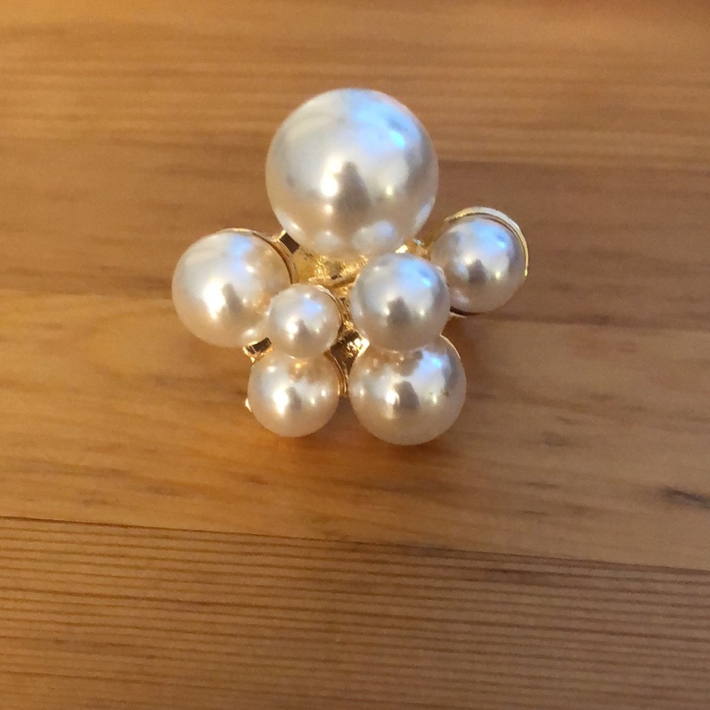 Pearl Cluster + Gold Statement Ring - image 2